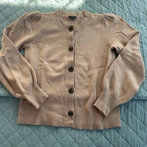 Ann Taylor Light Brown Button-Up Cardigan